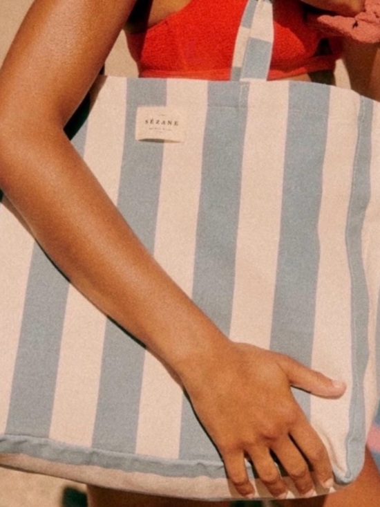 Sezane Handbags - Sezane blue stripes summer beach tote bag